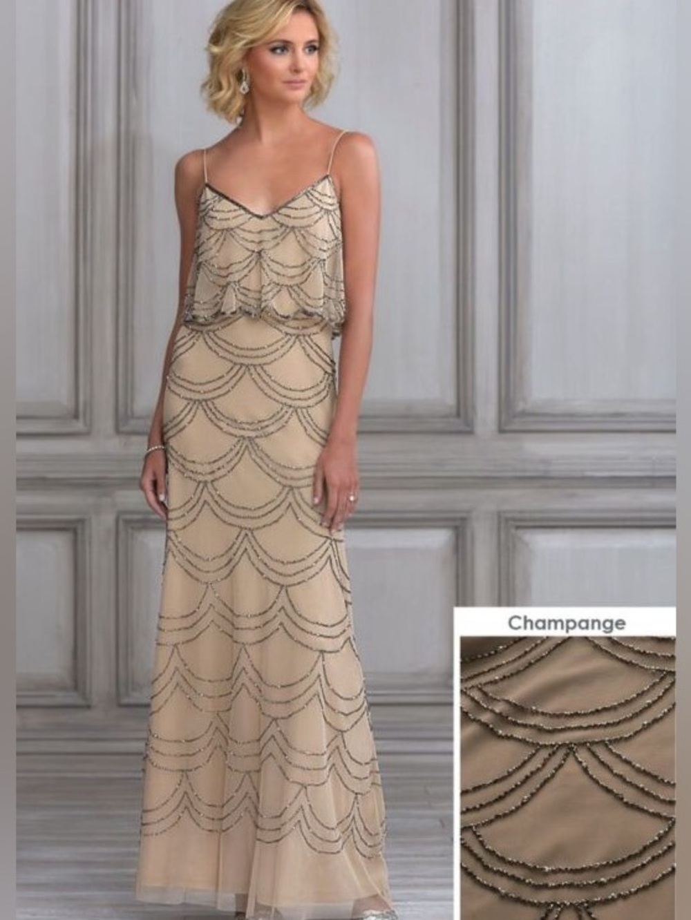 Adrianna Papell Beaded tulle Slip Dress Size 6 NWT